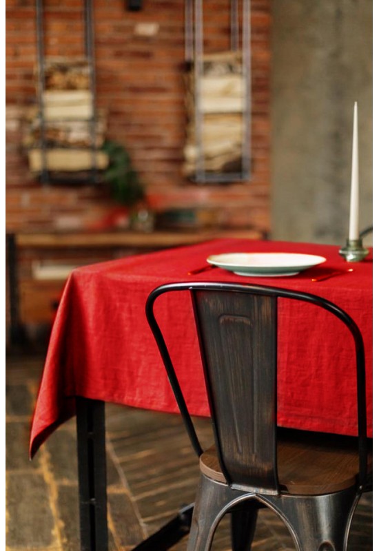 Red Linen Tablecloth