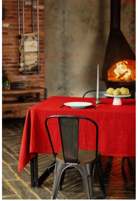 Red Linen Tablecloth