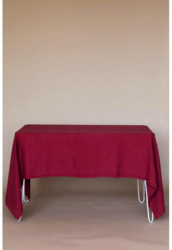 Dark Red Wine -  Maroon Linen Tablecloth 