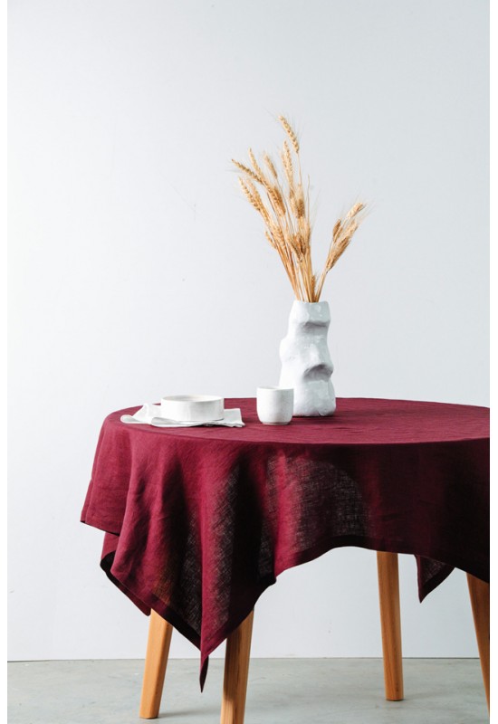 Dark Red Wine -  Maroon Linen Tablecloth 