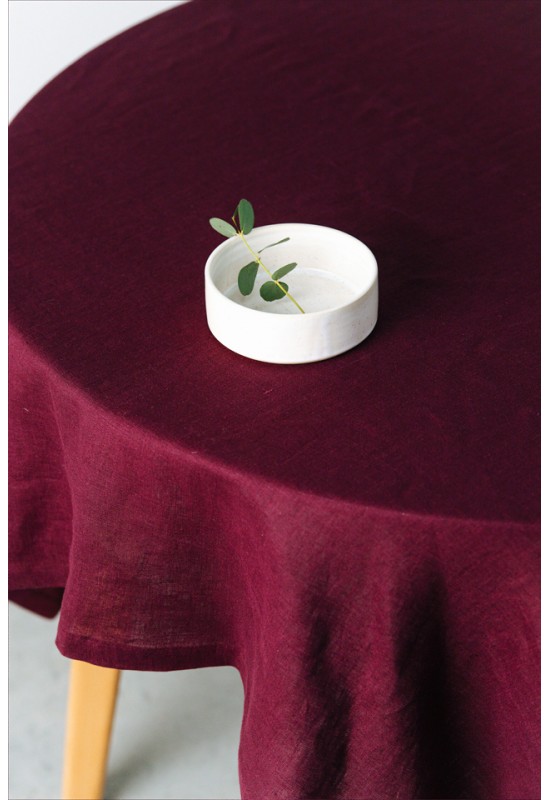 Dark Red Wine -  Maroon Linen Tablecloth 