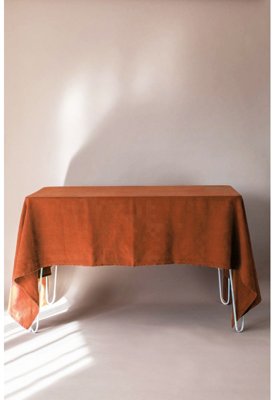 Terracotta -  Burnt orange Linen Tablecloth 