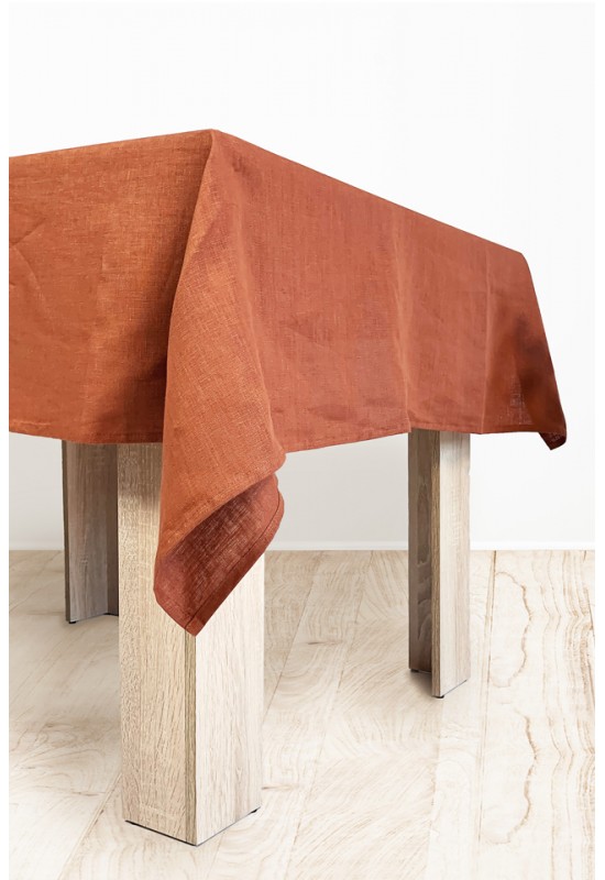 Terracotta -  Burnt orange Linen Tablecloth 