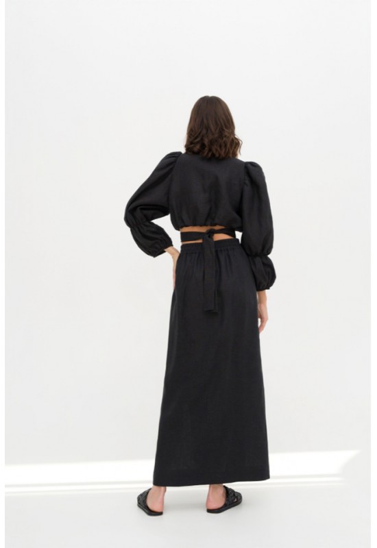 Linen Maxi skirt for women | Wrap High waist skirt