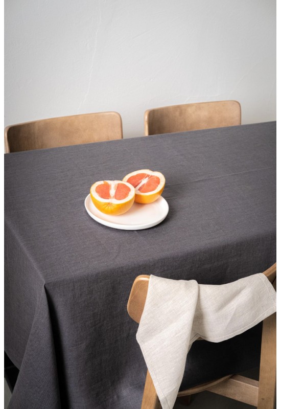 Dark Gray | Charcoal Linen Tablecloth 