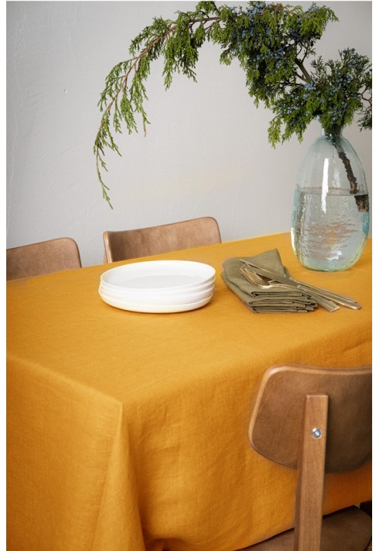 Mustard yellow | Amber linen tablecloth 