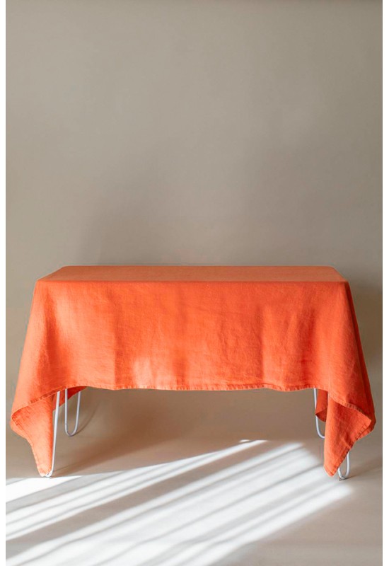 Orange Linen Tablecloth