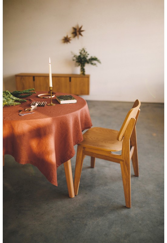 Terracotta -  Burnt orange Linen Tablecloth 