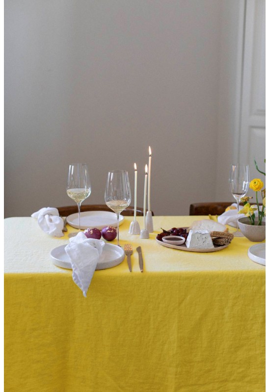 Yellow linen tablecloth