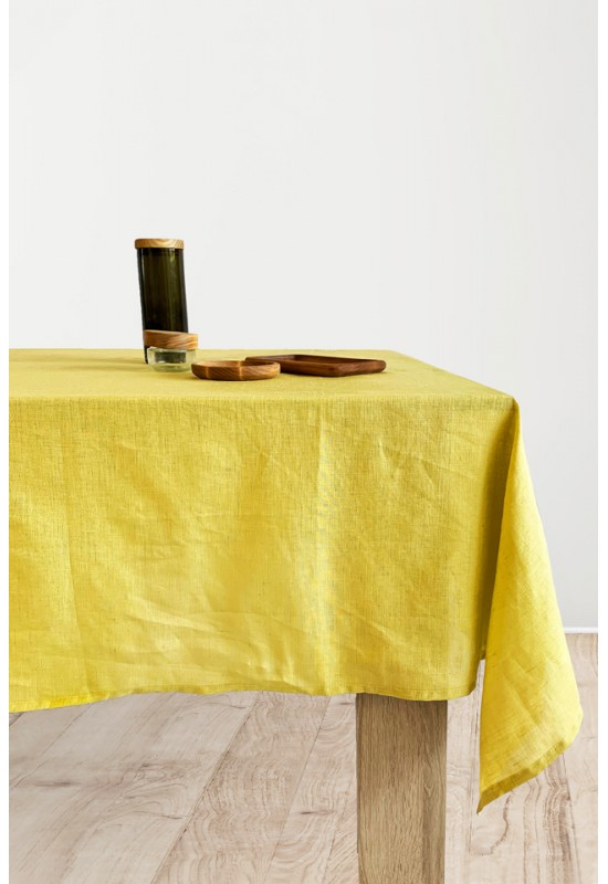 Yellow linen tablecloth