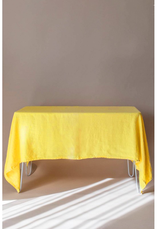 Yellow linen tablecloth