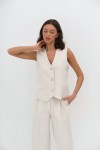  Linen Vest Top | High-Quality Waistcoat with Buttons