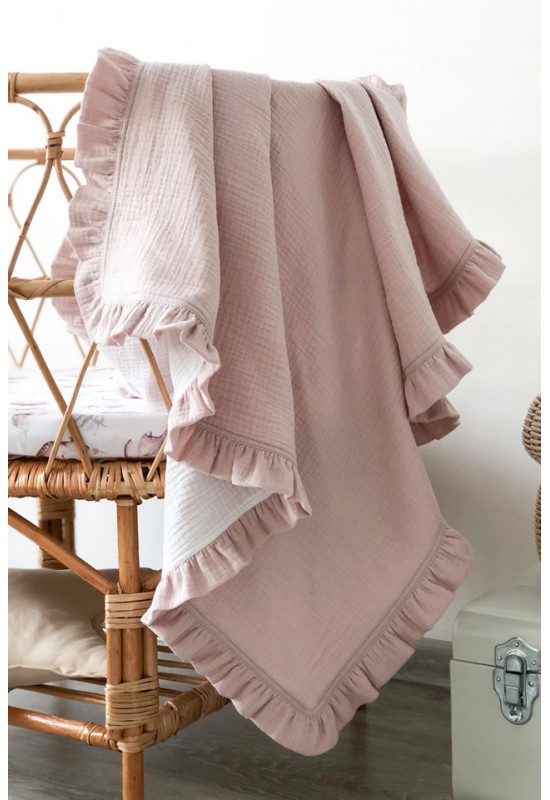 Ruffle Muslin Kids Blankets | Two-colors Throw