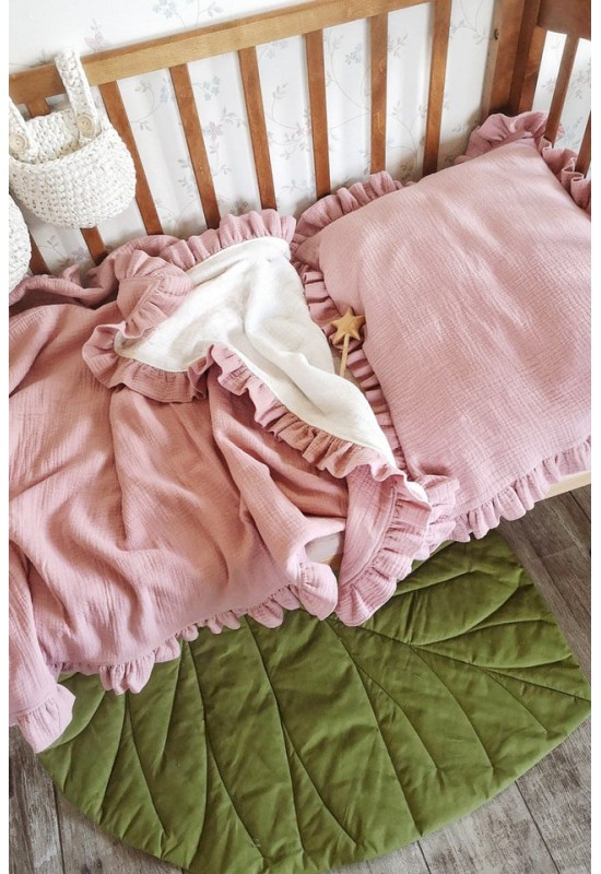 Ruffle Muslin Kids Blankets | Two-colors Throw