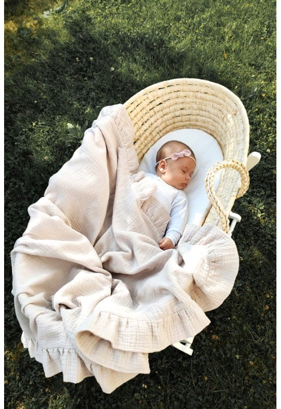 Ruffle Muslin Swaddle Blanket