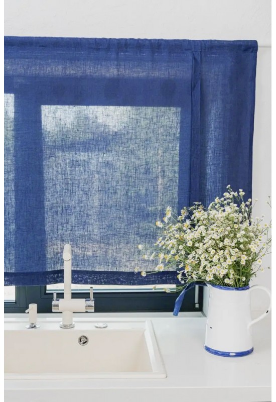 Linen Roll Up blind | Tie Up Valance |Cafe curtain