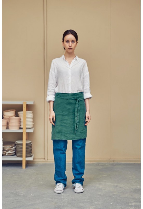 Linen waist mini apron with pockets 