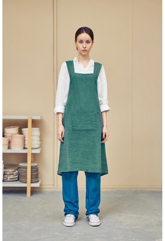 Japanese cross back linen apron 