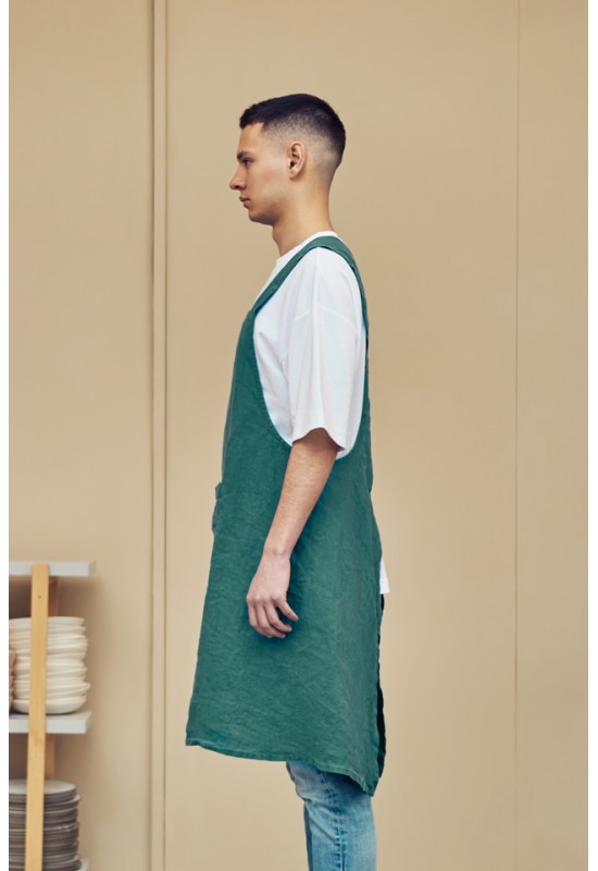 Japanese cross back linen apron 