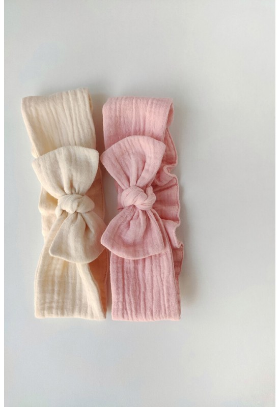  Gauze muslin Bow headband for girl