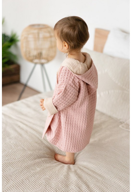 Wrap Waffle Weave Robe with Hood for Kids 