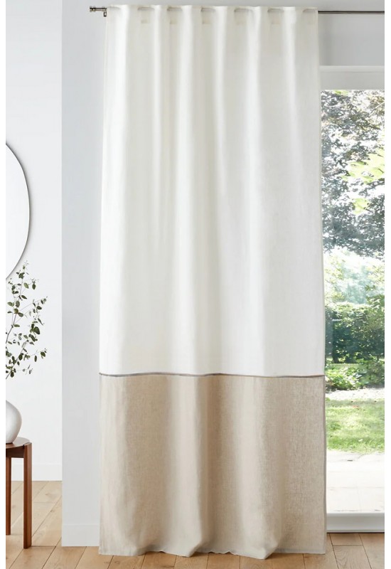 Color Block Linen Curtain Panels