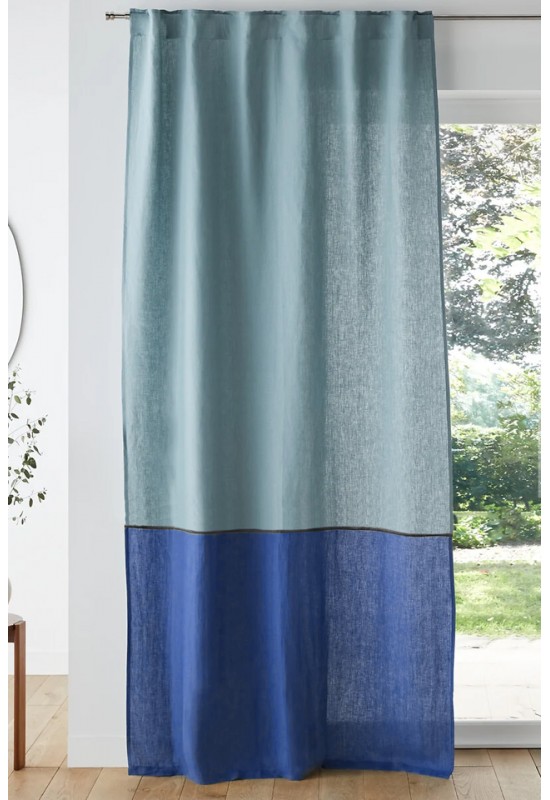 Color Block Linen Curtain Panels