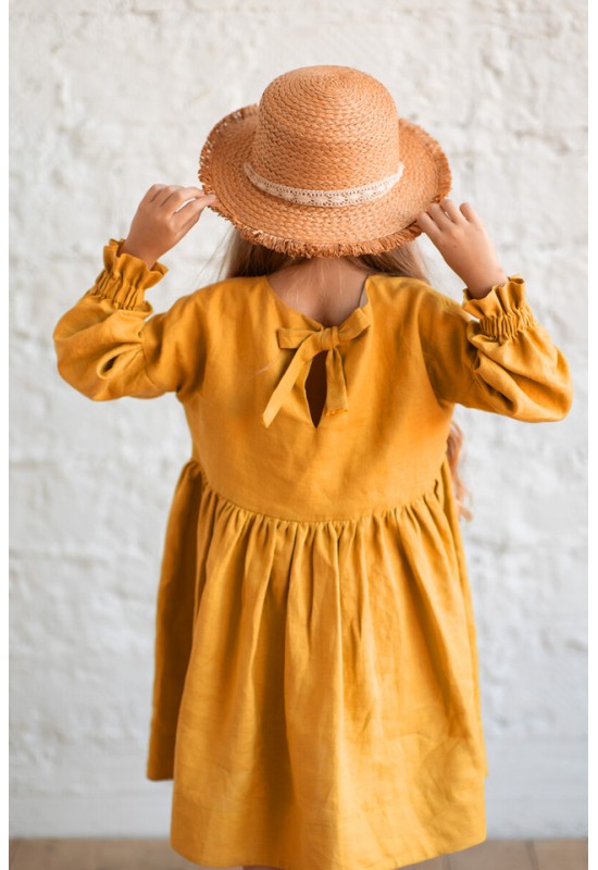 Linen dress for Girl with Long sleeves