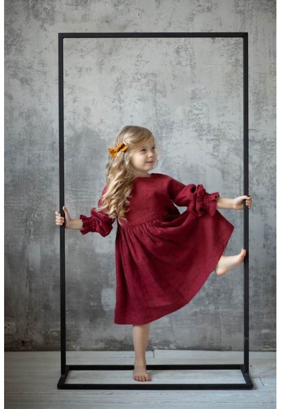 Linen dress for Girl with Long sleeves