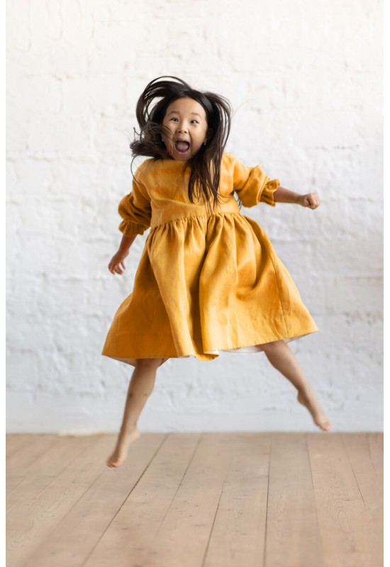 Linen dress for Girl with Long sleeves