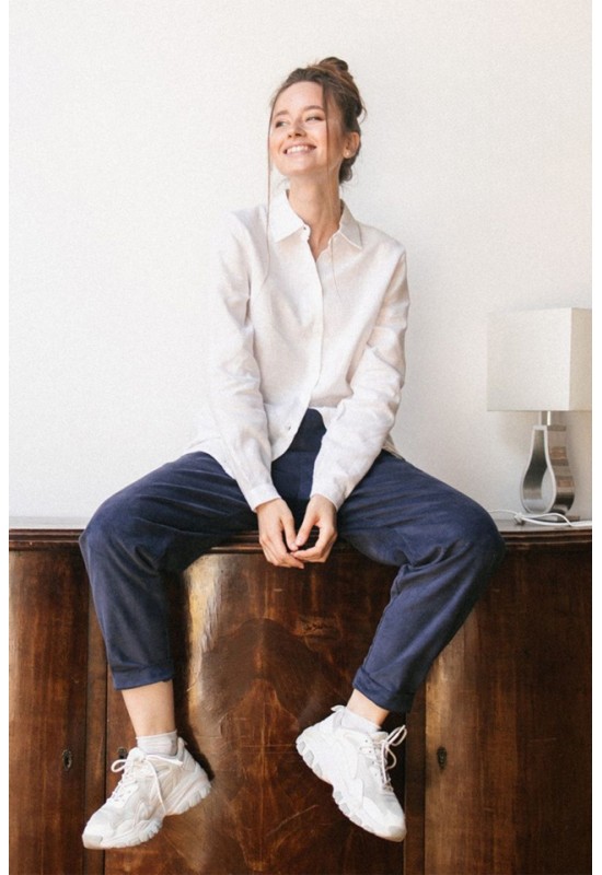 Linen Button-Down Blouse | Women's Tailored Shirt