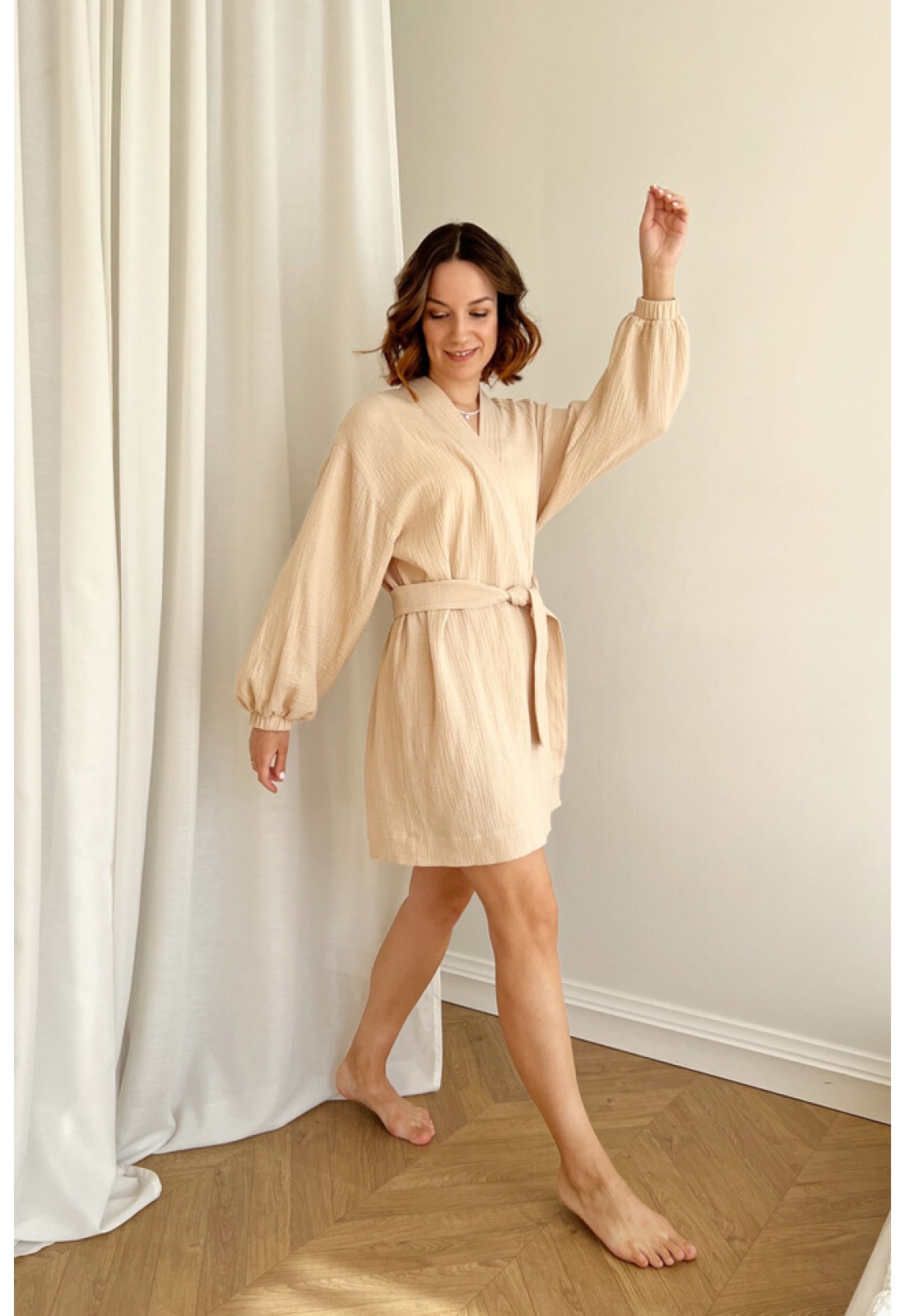 Unisex Organic 4 Layer Gauze Robe, Muslin Bathrobe, Cozy Dressing Gown,  Soft and Chic Sauna Robe, Single Color Muslin Robe, Gift for Woman -   Canada