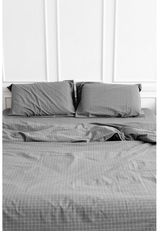 Window Pane Check Cotton Bedding | Small Grid