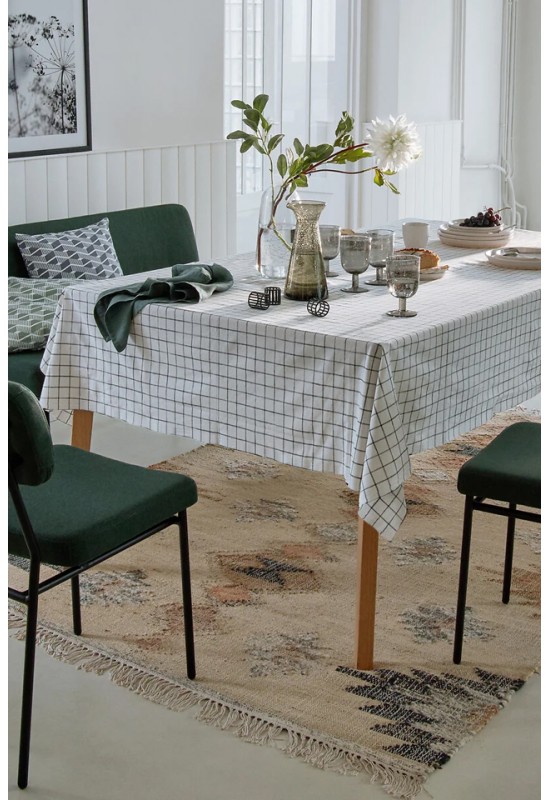 Large Grid Cotton Tablecloth: Window Pane Check 