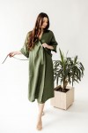 Long Linen Robe: Kimono Half Sleeves Bathrobe