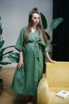 Long Linen Robe: Kimono Half Sleeves Bathrobe