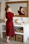 Long Linen Robe: Kimono Half Sleeves Bathrobe