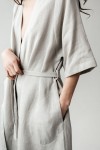 Long Linen Robe: Kimono Half Sleeves Bathrobe