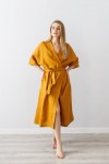 Long Linen Robe: Kimono Half Sleeves Bathrobe