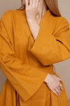 Linen Robe with Long Kimono Sleeves