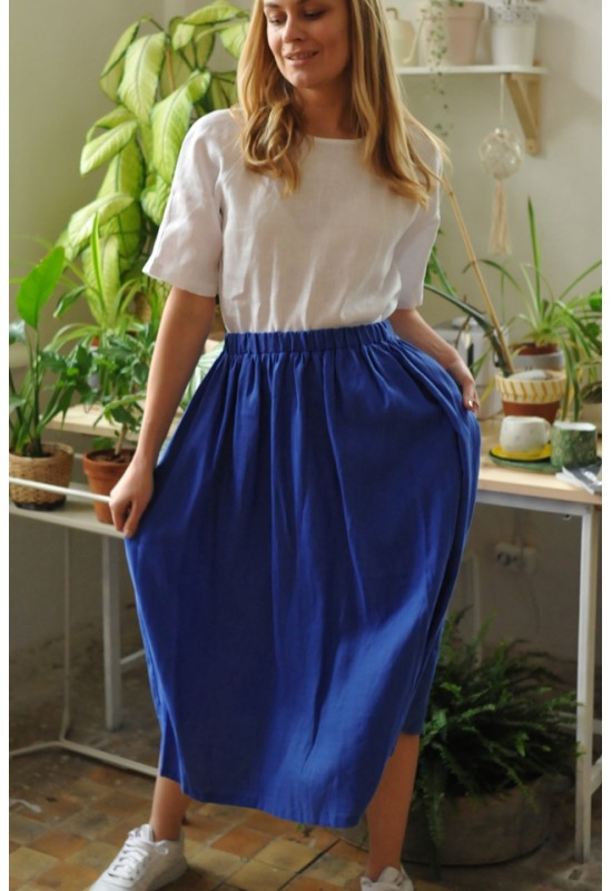 Linen Skirt for Women | Elastic Waist Long Skirt 