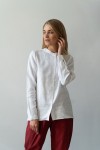 Collarless Linen Shirt for Women with Long Sleeves