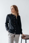 Collarless Linen Shirt for Women with Long Sleeves