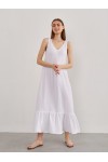 Muslin Cotton Sleeveless Dress: V Neck, Ruffles