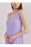 Muslin Cotton Sleeveless Dress: V Neck, Ruffles