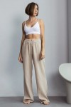 Cotton Gauze Muslin Pants: High Waist, Elastic 