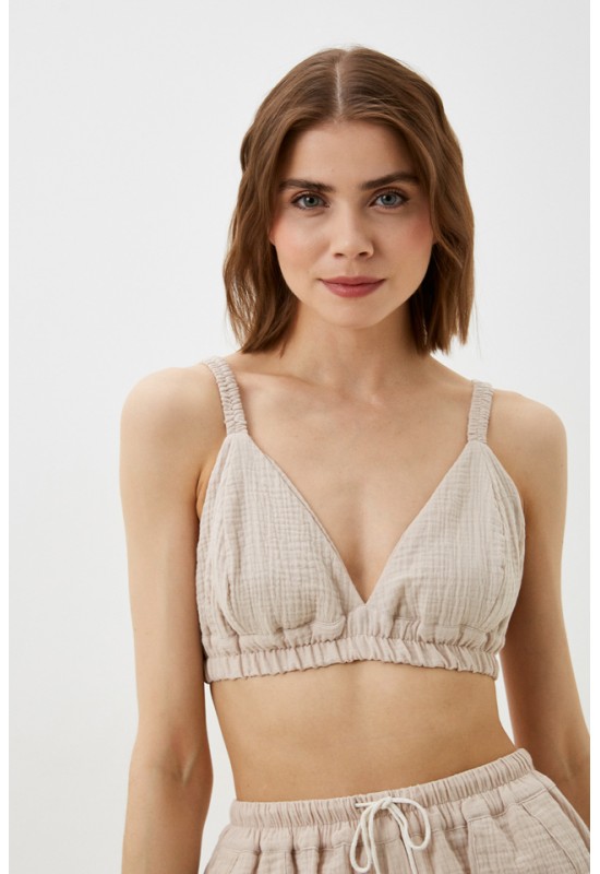 Muslin Bralette Top: Cotton Crop Sleeveless Wear