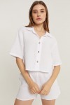 Muslin Shirt with Short Sleeves: Crop Blouse 