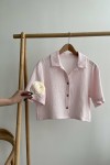 Muslin Shirt with Short Sleeves: Crop Blouse 