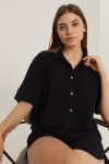 Muslin Shirt with Short Sleeves: Crop Blouse 